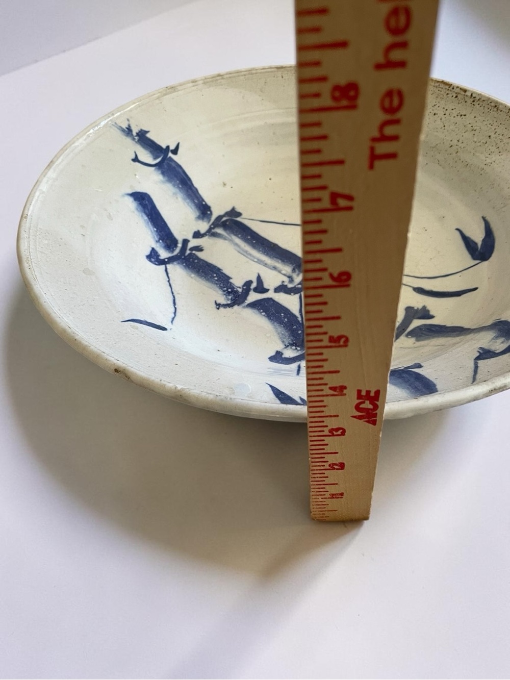 Japanese Ceramic Blue & White Bamboo Bowl - Picture 10 of 10